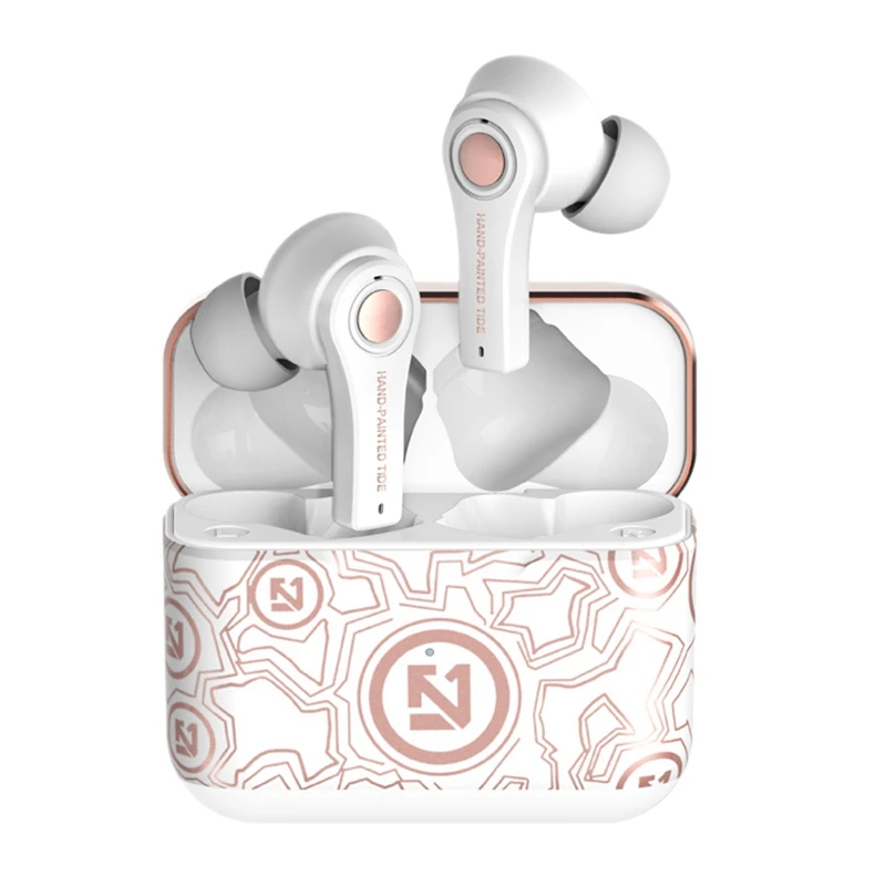 Graffiti Wireless Headset,Wireless Ear Buds Bluetooth Control Headset With Charging Sleeve Stereo In-Ear For Work