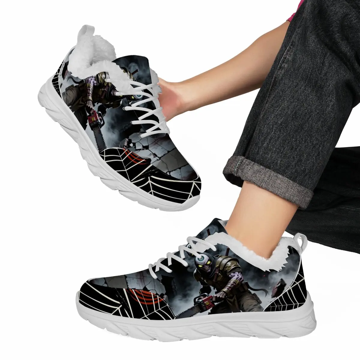 Scarpe genitore-figlio piatte leggere di grandi dimensioni con motivo Halloween e Natale Scarpe sportive casual stile scuro con cartoni animati