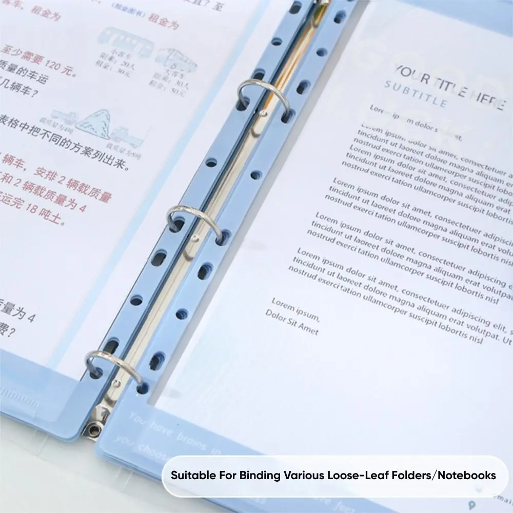 Simple Loose Leaf A4 File Folder Transparent Students Stationery Exam Paper Storage Bag 11-Hole Office Storage Booklet Students