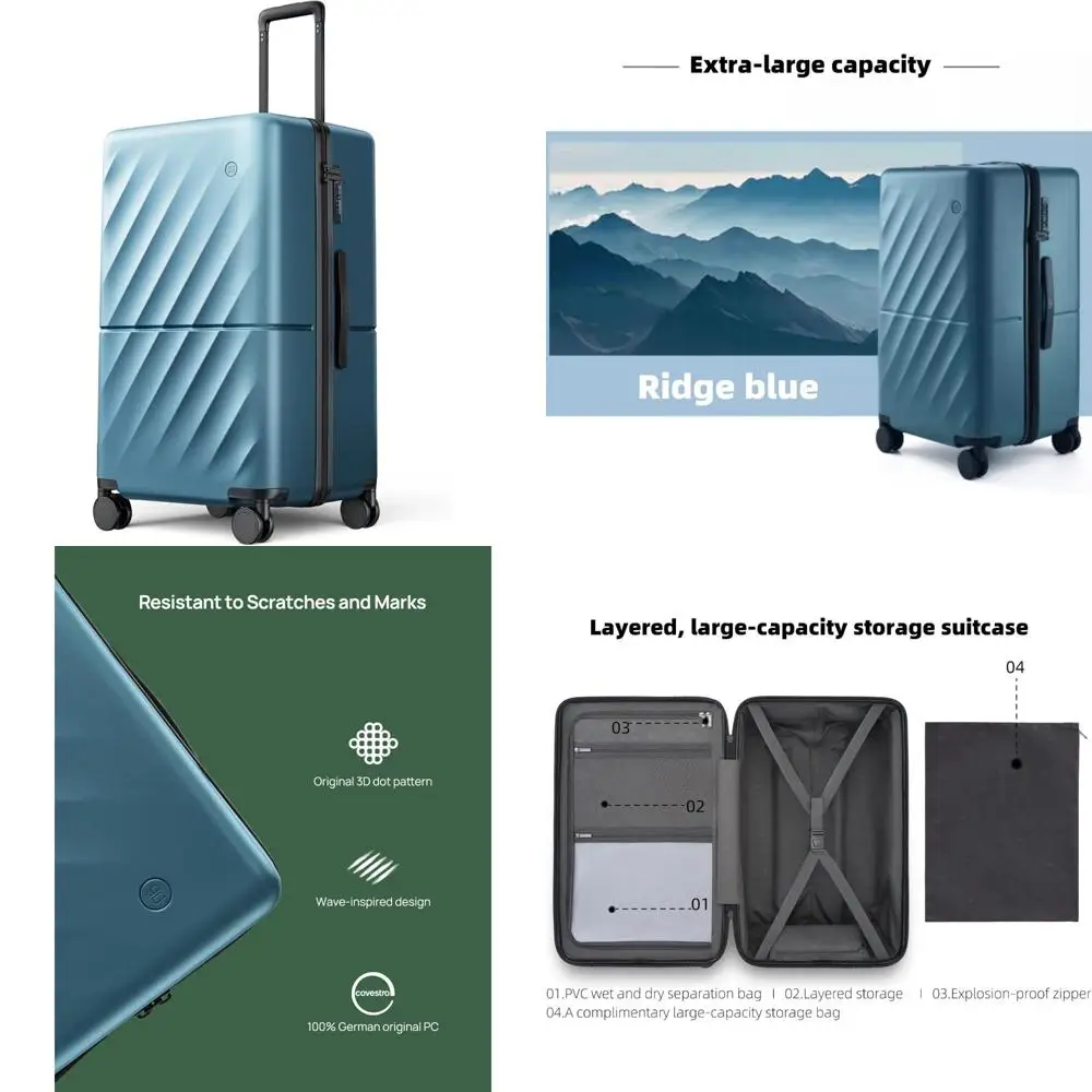 Medium 26 Inch Hard Case PC Suitcase with Double Spinner Wheels, Anti-Burst Zipper, Lightweight Luggage for Travel