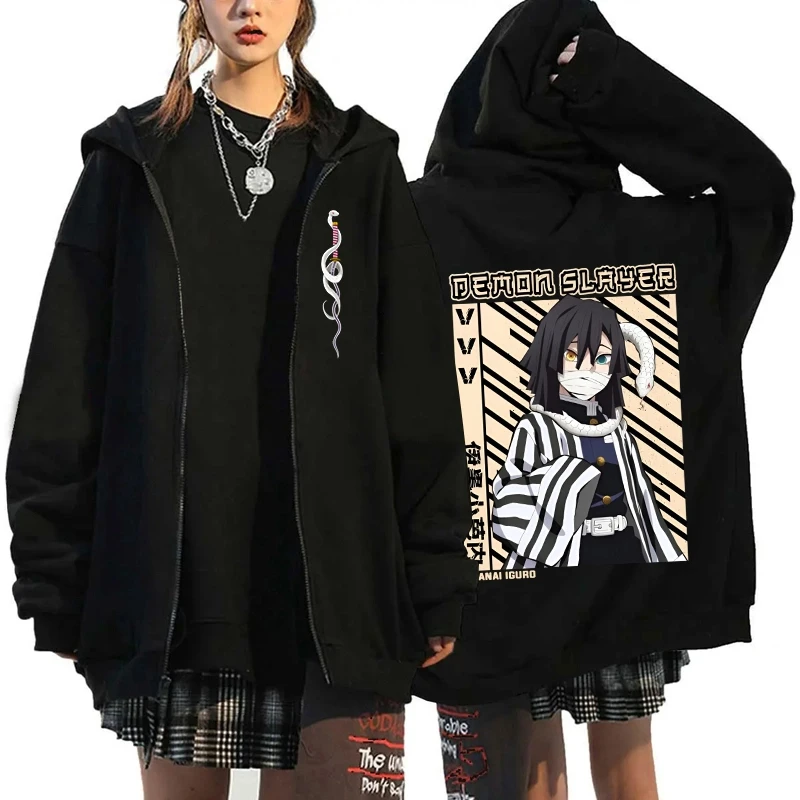 Hot Anime Demon Slayer Blade Hoodie Frauen Casual Harajuku Mode Streetwear Y2K Langarm Jacke Mantel Fleece Zip-Up Hoodie