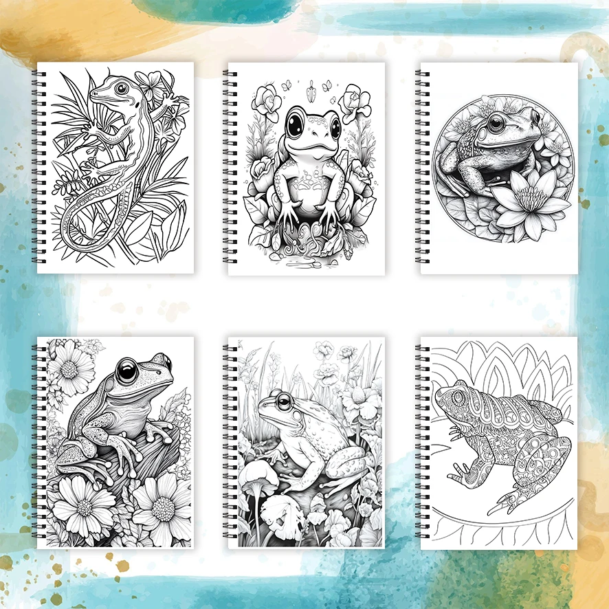 Laid Back Frog Adult Coloring Book - 8.3 x 11.2 Inch 32 Page Coloring Book - Helps Reduce Stress and Ease Emotions