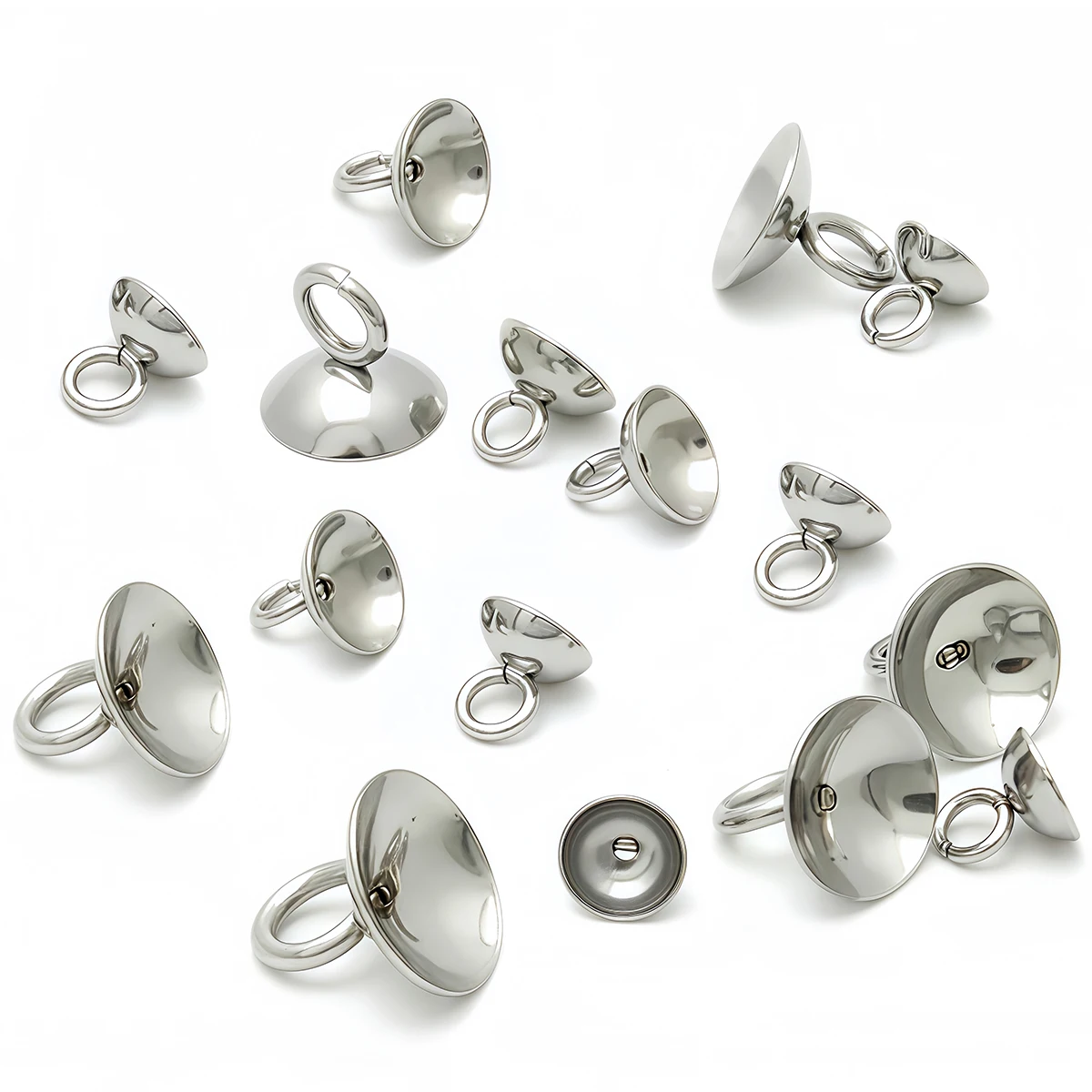 20 Stück Edelstahl-Anhängerhalter, Perlen-Endkappen, Verschlüsse, Charms, Verbindungsstücke 4/6/8/10mm für Perlenkappen, DIY-Schmuckherstellungszubehör – Detail 6