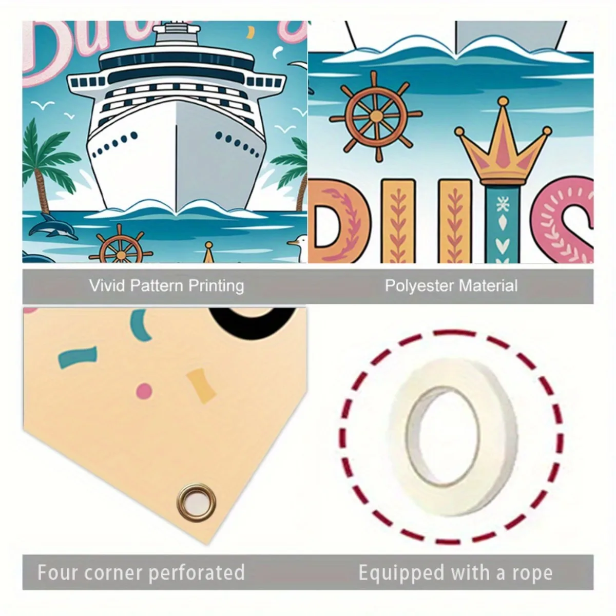 Custom Graduation Door Banner Colorful Cruise Theme Personalized Entrance Curtain For Indoor Outdoor Party Decor