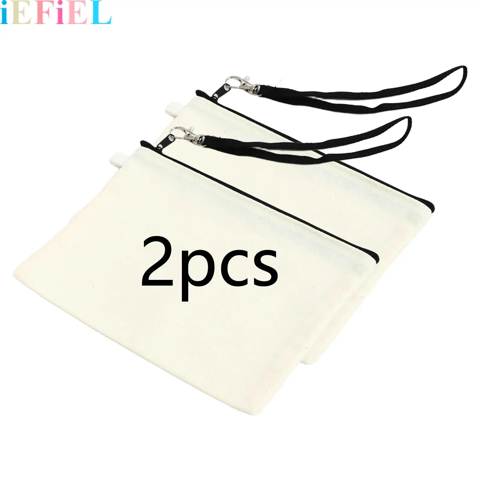 

2Pcs Canvas Pencil Bag Pouch Makeup Bag Cosmetic Bags with Zipper Pencil Case for School Travel Organized