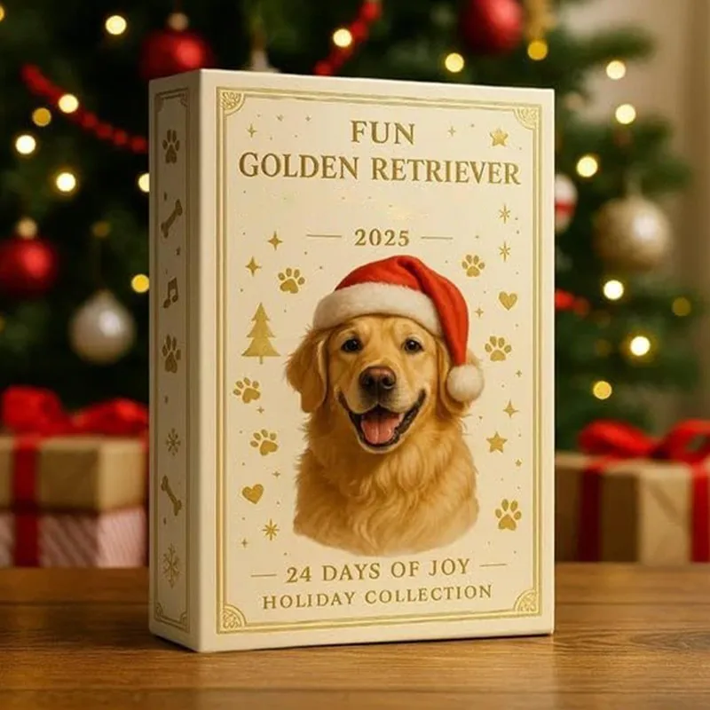 2d Dog Countdown Festive Christmas Ornament Countdown Golden Retriever Advent Calendar Interactive Pet-Themed Advent Calendar
