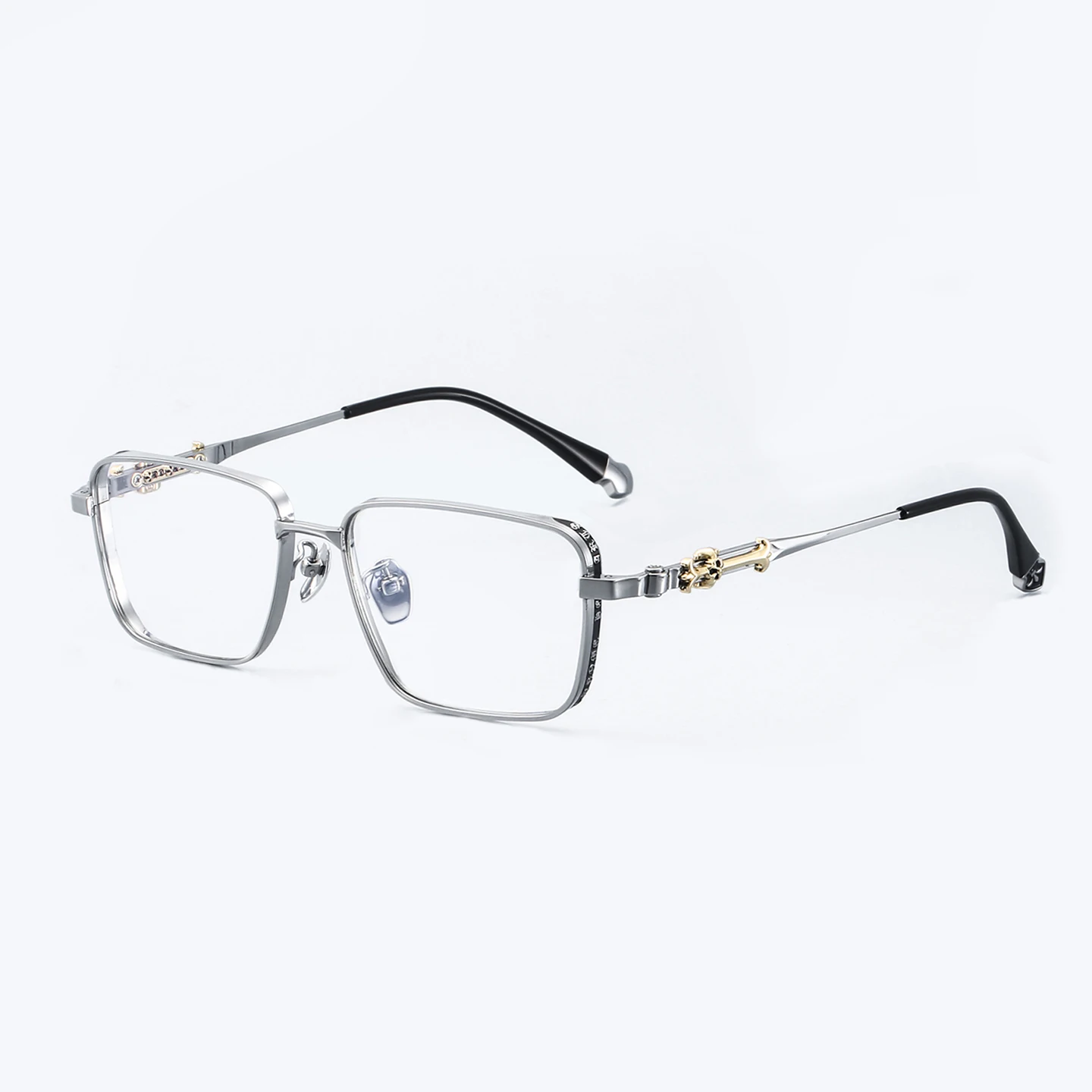 نظارات ريترو ميتال ستايل للرجال والنساء، إطارات نظارات قصر النظر العصرية والشخصية، عصرية وعالية الجودة، إطارات نظارات من التيتانيوم النقي خفيفة للغاية مع عدسات طبية