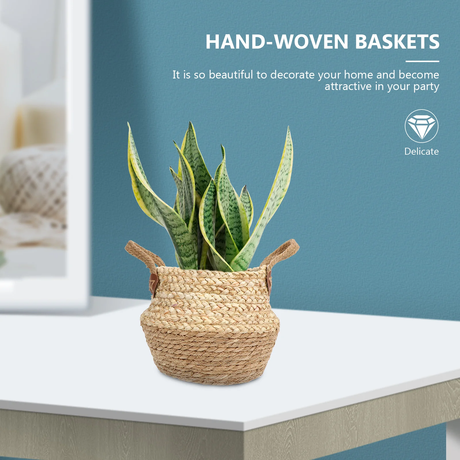 

Hand-Woven Flower Basket Straw Storage Basket Perfect for Home Banquet Floral Arrangement and Small Sundries Storage