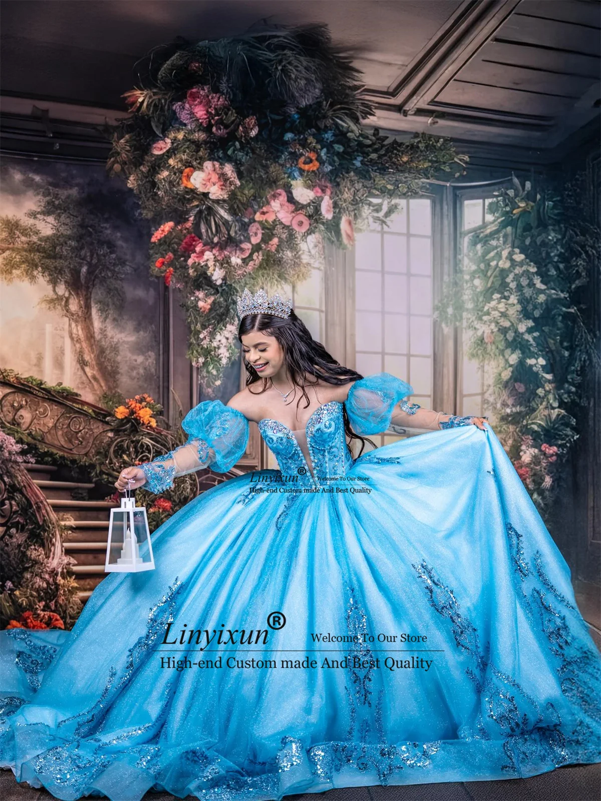 Appliques élégantes robe De bal robes De Quinceanera personnalisé manches ébouriffées robes De 15 XV Años anniversaire mexicain doux 16 robes