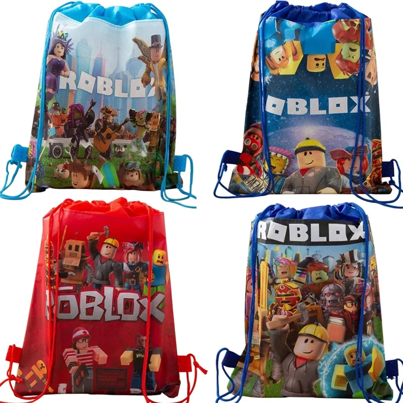 Robloxs Figure Rucksack mit Kordelzug und Kordelzugtaschen, Aufbewahrungstaschen für Herren und Damen, Schwimmtasche für den täglichen Bedarf – Detail 1