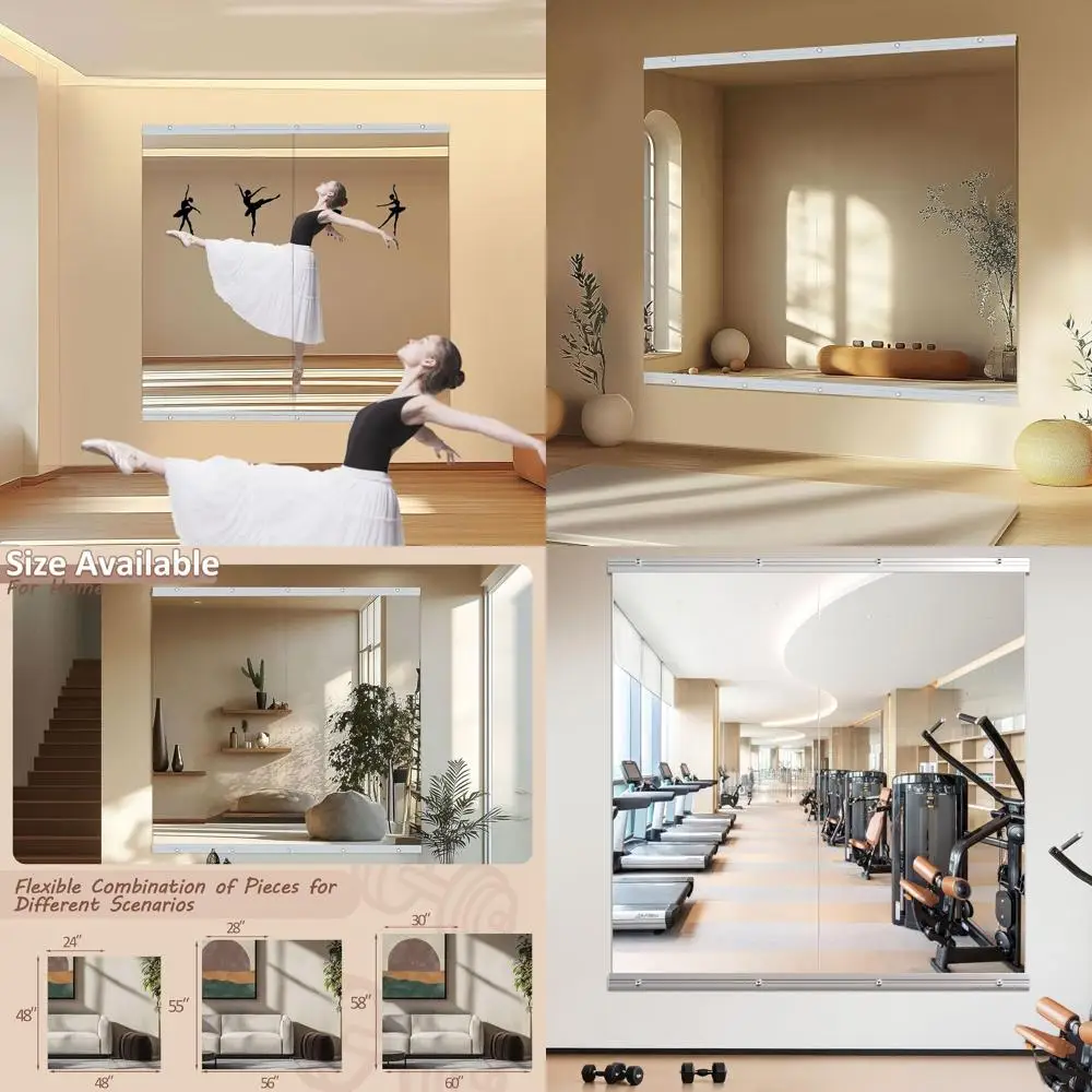 مرايا حائط زجاجية بدون إطار مقاس 48 × 24 بوصة لصالة الألعاب الرياضية المنزلية واليوجا والرقص والحمام #1