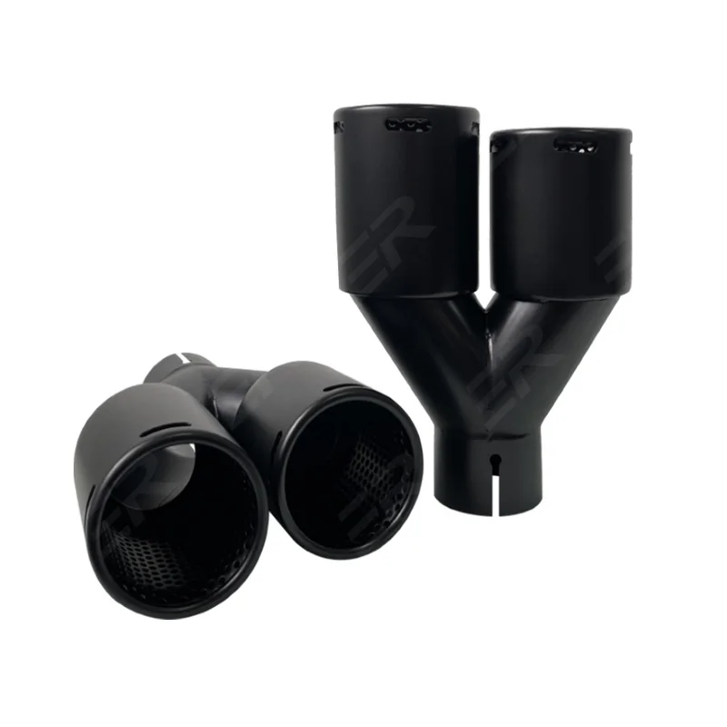 

1PC ER Upgrade car Exhaust Tips Matte Black Stainless Steel Double Outlet for Universal Car Muffler Tail Tips Modify