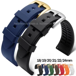 Silicone Waterproof Watch Band for Seiko for Rolex 18mm 19mm 20mm 21mm 22mm 24mm Quick Release Rubber Bracelet Watch Accessories