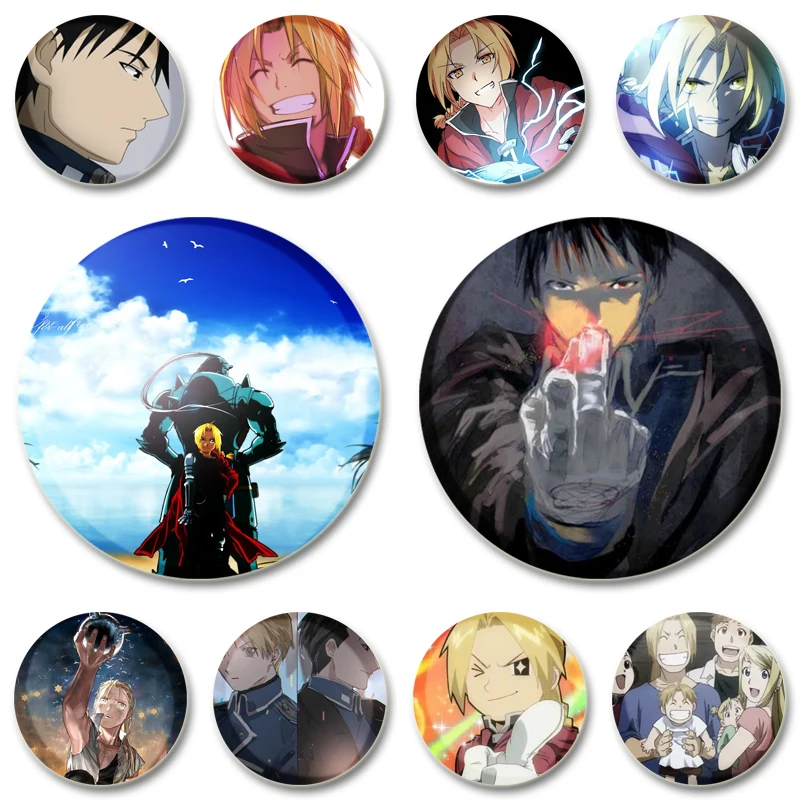 

Winry Rockbell Riza Hawkeye Edward Elric Anime Figure Badge Cartoon Comic Classic Enamel Pins Exquisite Brooches for Backpack