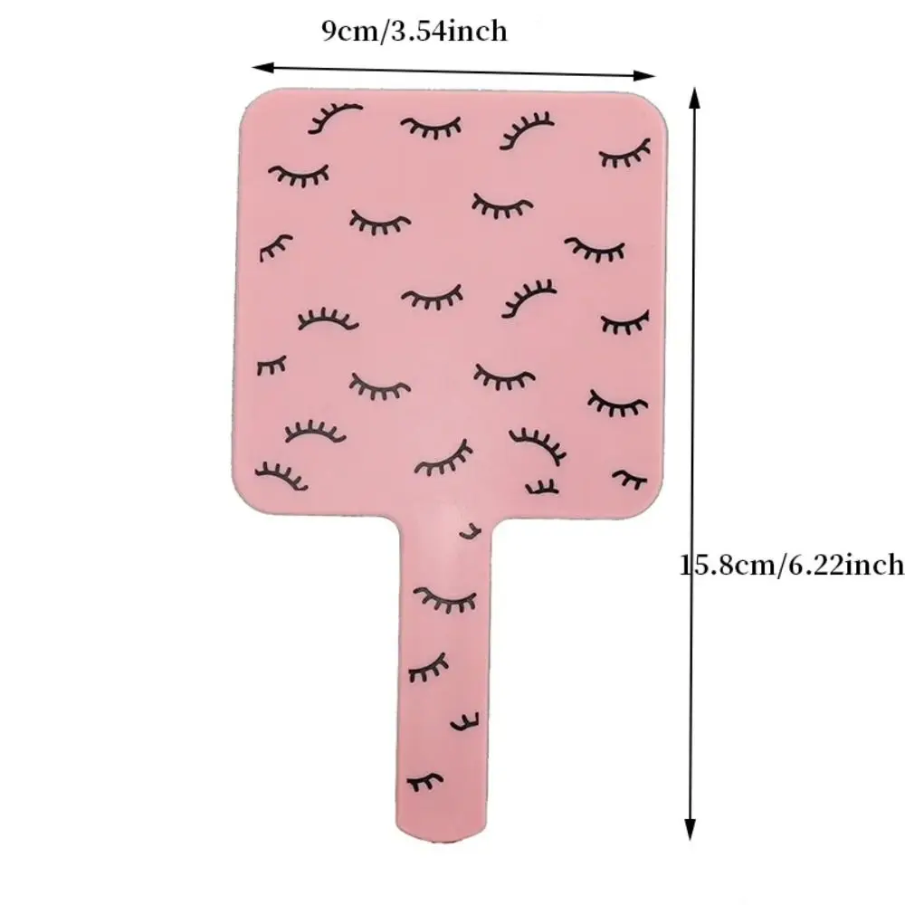 New Creative Handheld Makeup Mirror Cute Eyelash Pattern Portable Small Mirror with Handle Travel Essentials Square Mirrors