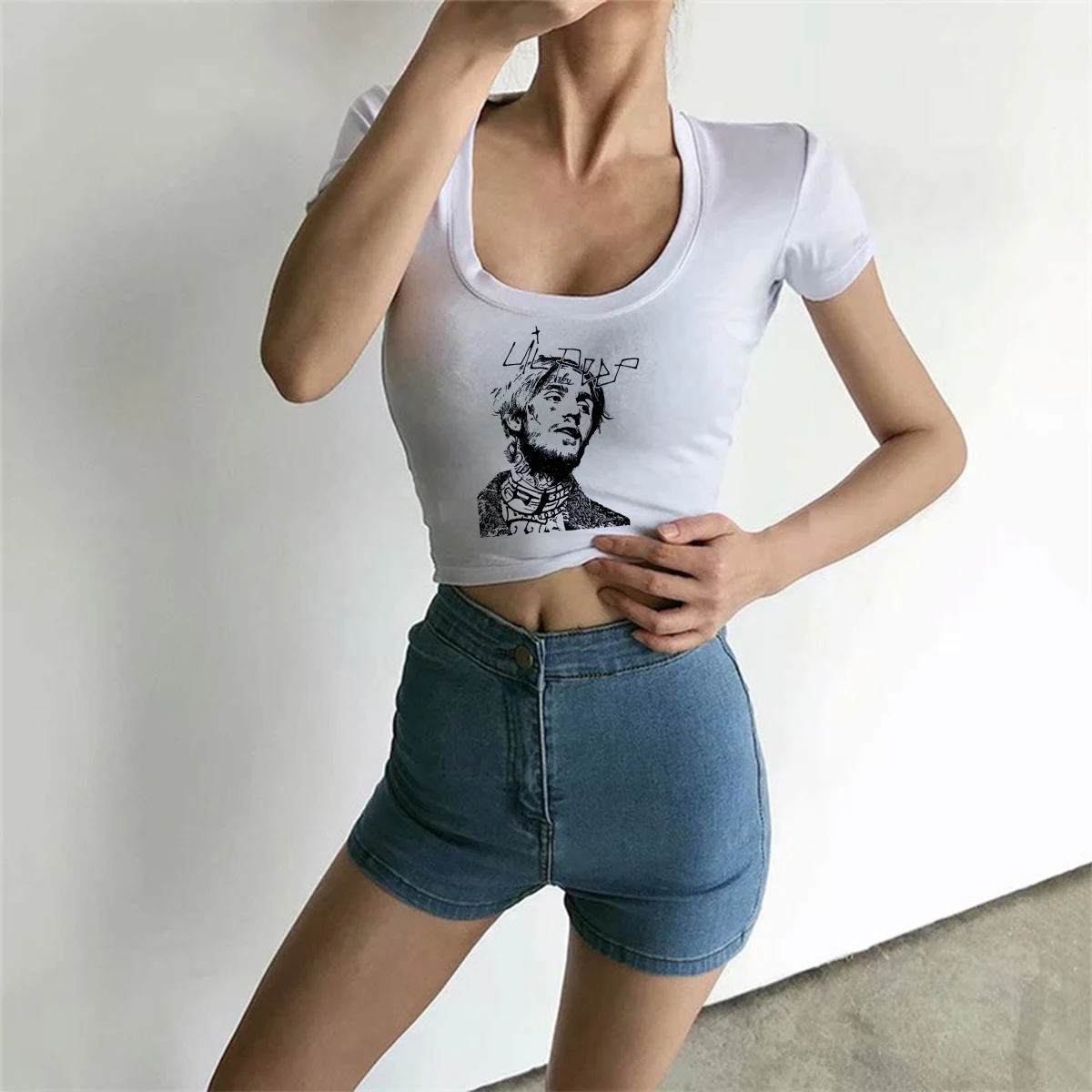 Lil Peep T Shirt Female Tumblr Casual streetwear Aesthetic Couple Clothes T shirt Top Graphic Tees Women Harajuku Sexy Crop Tops