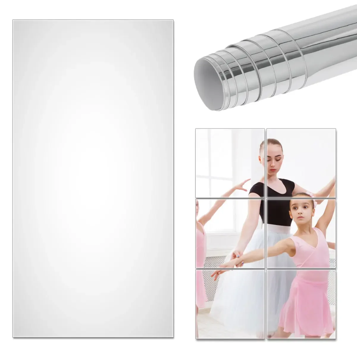 Self Adhesive Mirror Stickers (non glass) DIY Flexible Mirrors Sheets PET Cuttable Wall Mirror Decals for Bathroom Bedroom Gym