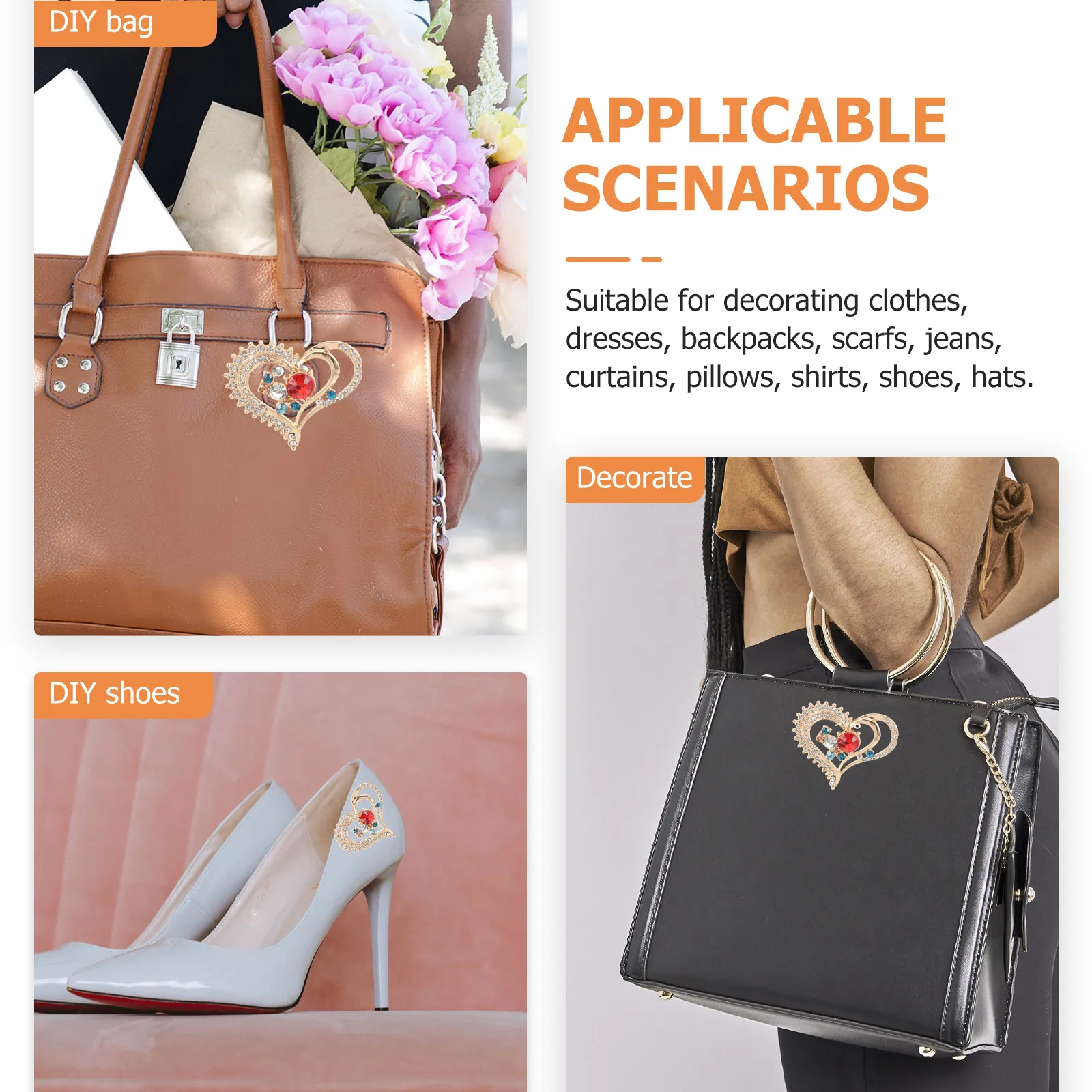 

10Pcs Alloy Heart Rhinestone Applique Patches Clothing Shoes Decor DIY Craft Sewing Accessories Rhinestone Applique Patches