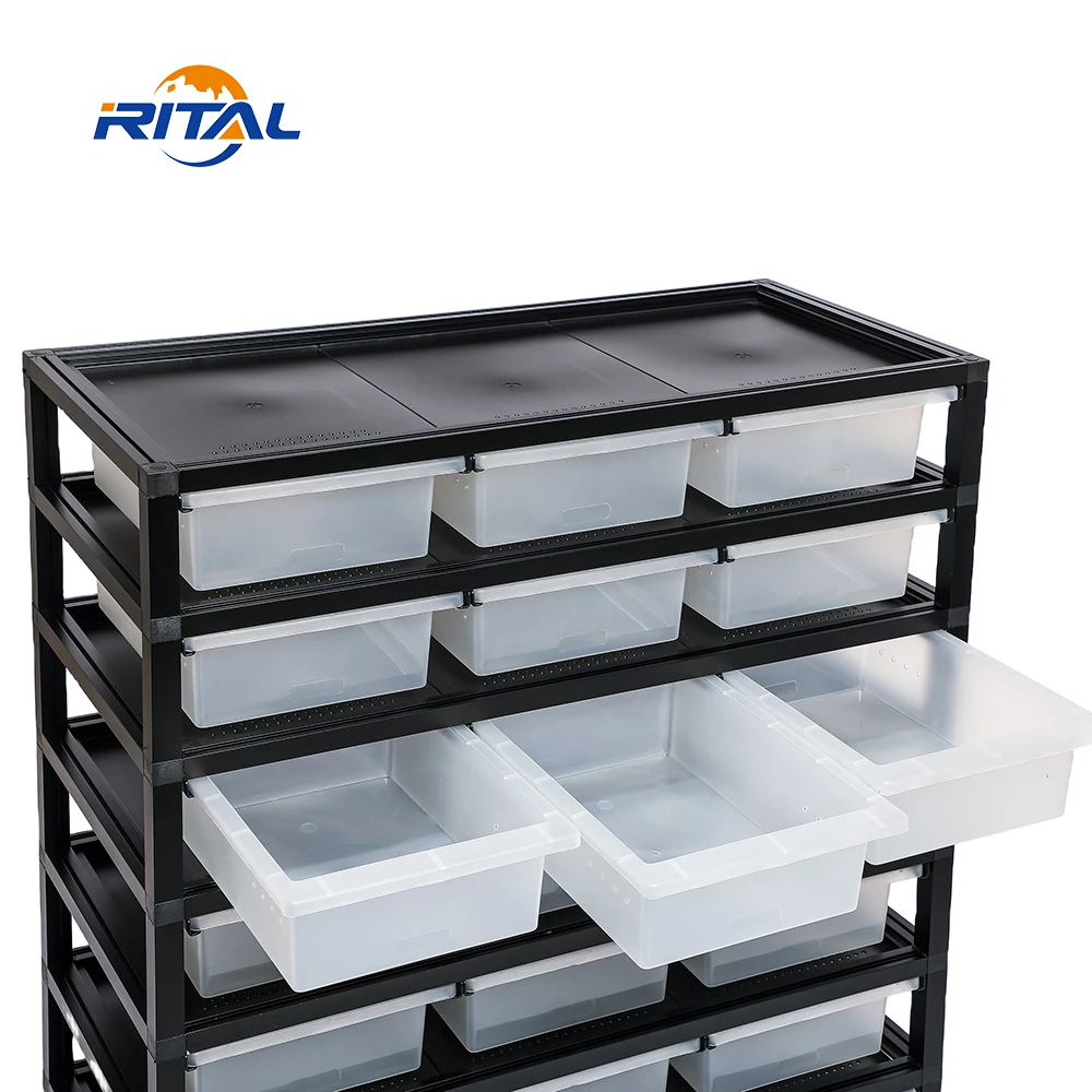 

Best Price Reptile Snake Breeding Rack Plastic Tubs Hatchling Snake Rack for Large Snakes