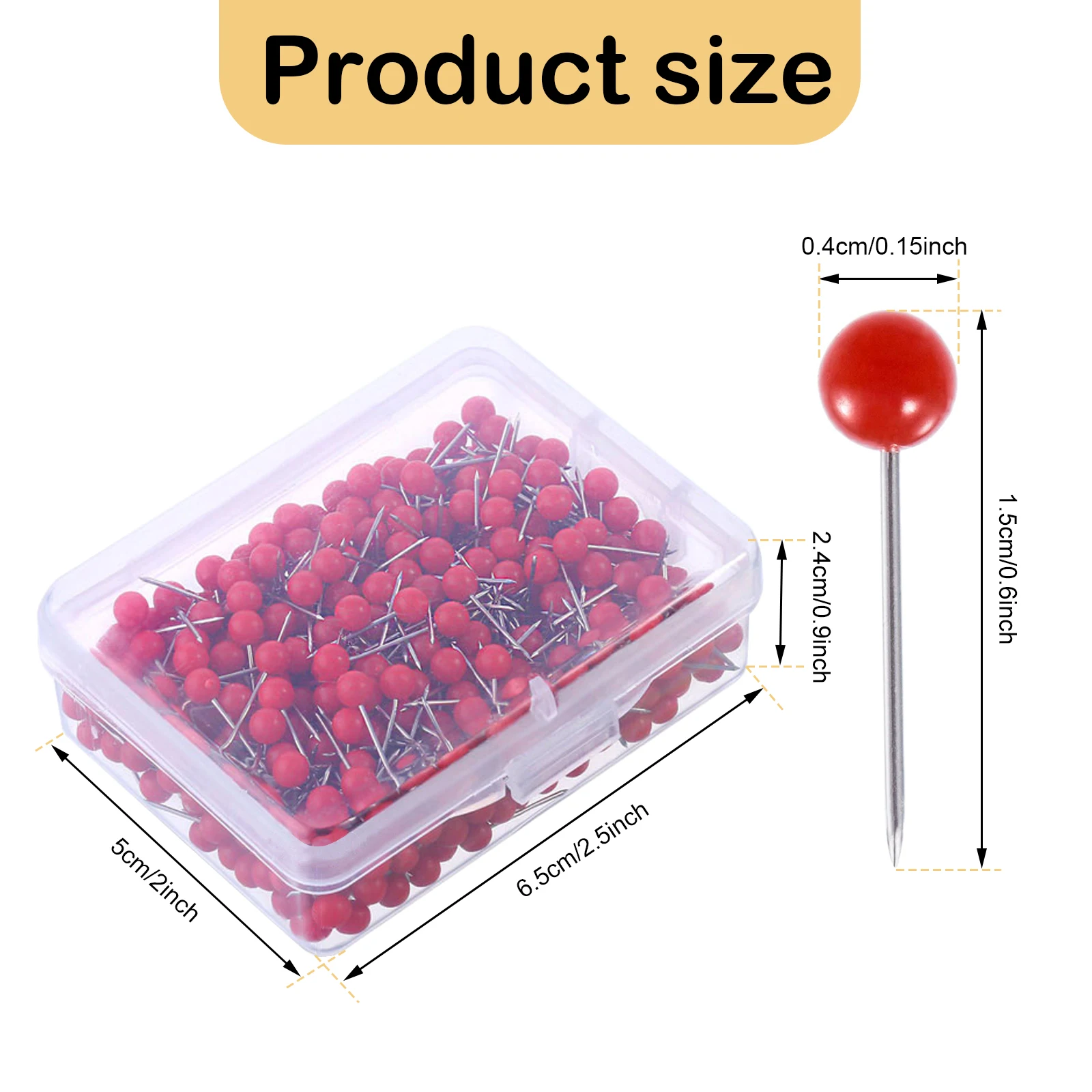 300Pcs Pudełko Push Pin Przenośne biuro domowe Szkoła Tablica informacyjna Rysunek Zdjęcie Mapa Szpilki ścienne Materiały eksploatacyjne dla dzieci i dorosłych