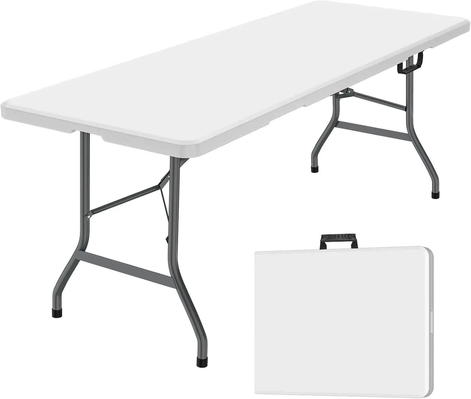 

6 ft Folding Table, Portable Heavy Duty HDPE Fold-in Table, Lightweight Folding Table, Foldable Plastic Card Table for Party,