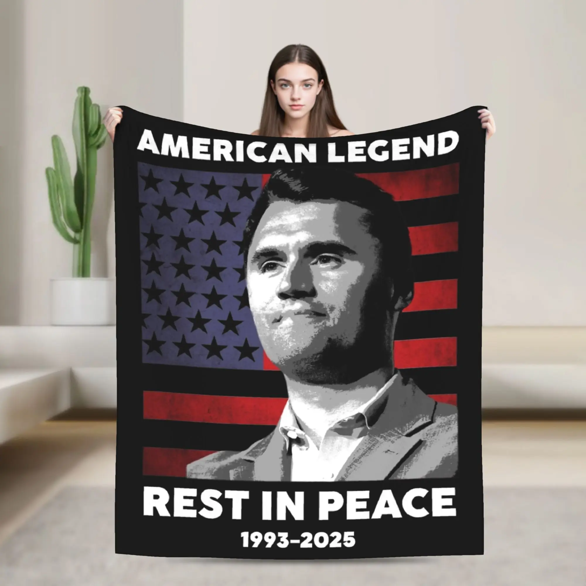 

American Legend Charlie Kirk Blanket Flannel Textile Decor Portable Super Warm Throw Blankets for Home Couch Rug Piece