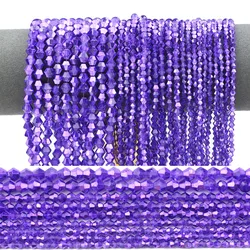 3/4/6mm Faceted Crystal Glass Beads Purple AB Bicone Spacer Loose Beads For DIY Jewelry Making Bracelets Necklaces Accessories
