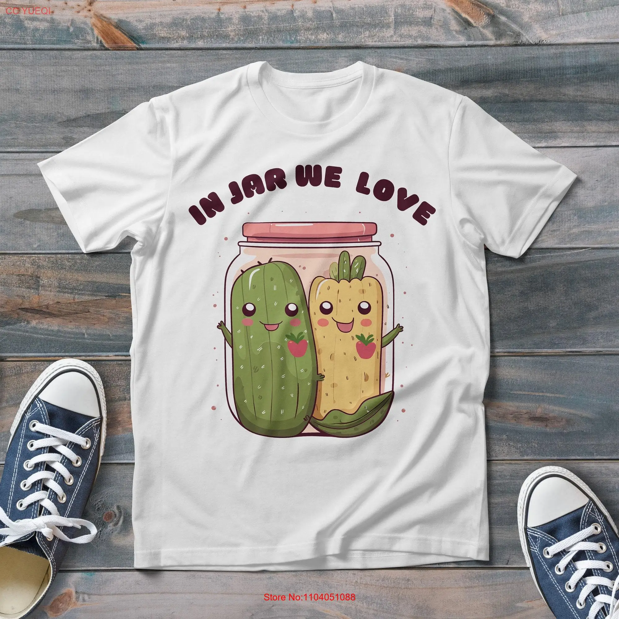 Camiseta de manga larga o corta para pareja romántica, encurtidos, We Love Kawaii Story, Vintage Vibe, estilo divertido de moda