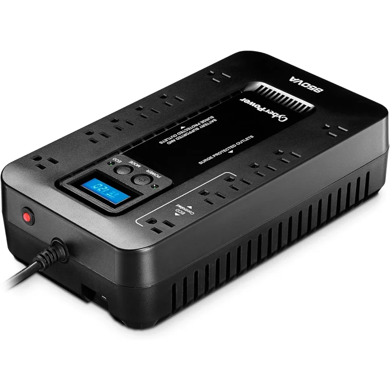 

CyberPower EC850LCD Экологическая система резервного копирования и защиты от перенапряжения, ИБП, 850 ВА/510 Вт, 12 розеток, режим ECO, компактный
