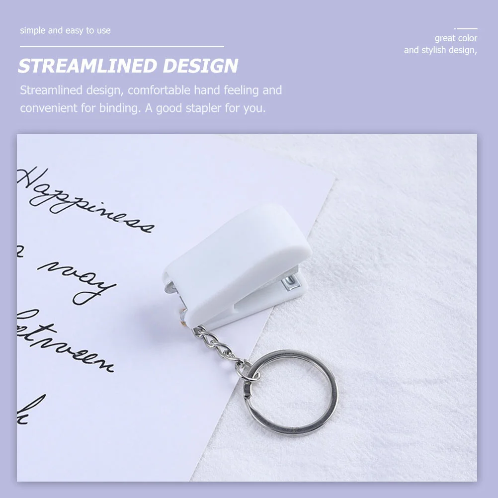 1Set Bright Color Mini Stapler Keychain Portable Lightweight Stapler Pendant for School Office Home Stationery Decoration Gift