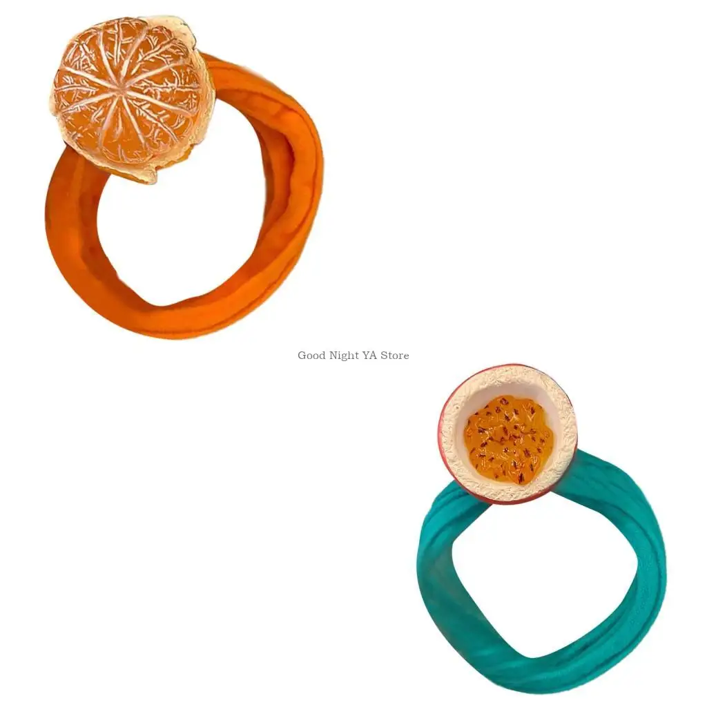 

Sweet Resin Fruit Hair Ties Stretchy Protective Hair Rings Nonslip Ponytail Holder with Rubber Band For Women Hairstyles