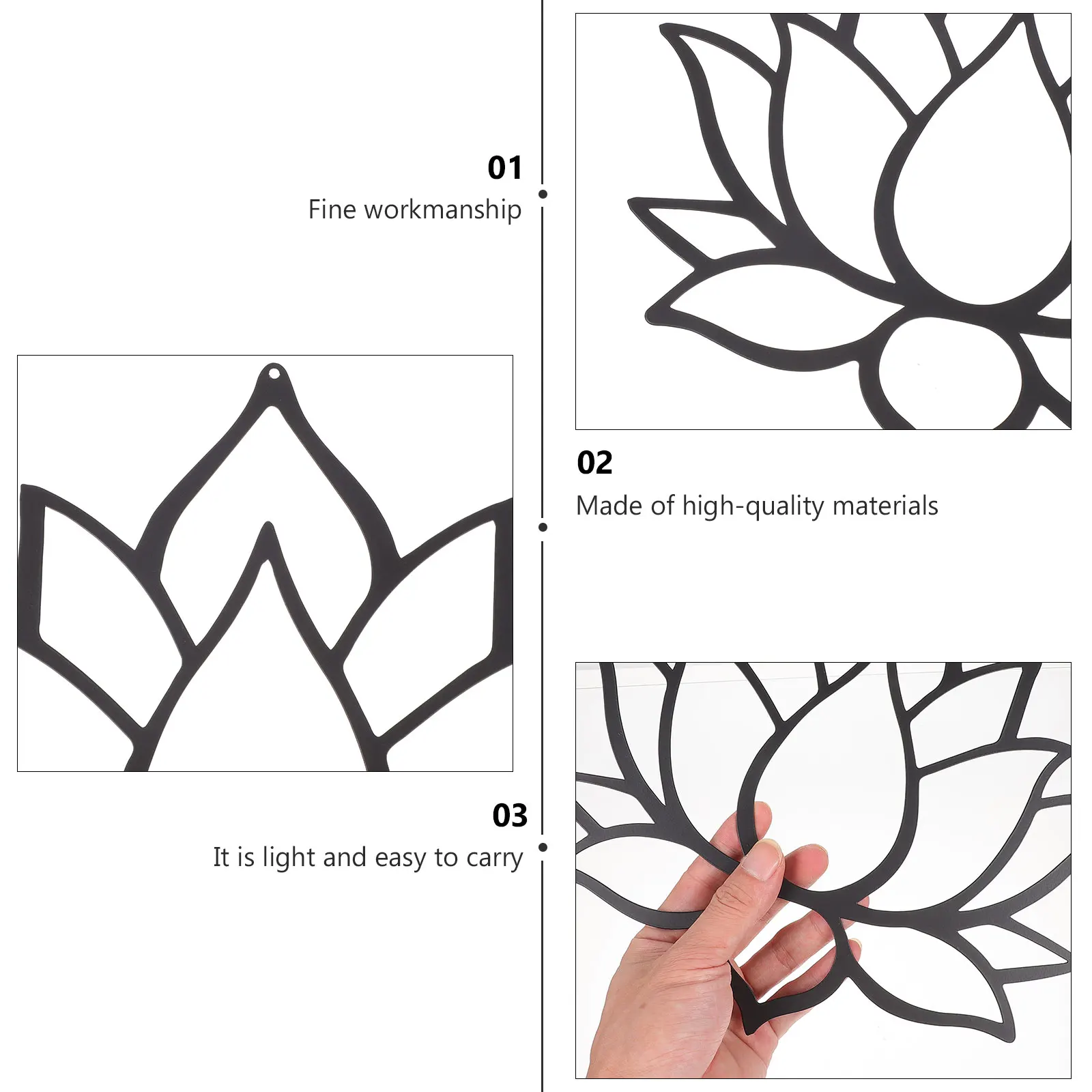 

1Pcs Iron Art Lotus Flower Wall Pendant Black Flower Decor Room Hanging Ornament Indoor Outdoor Home Decoration