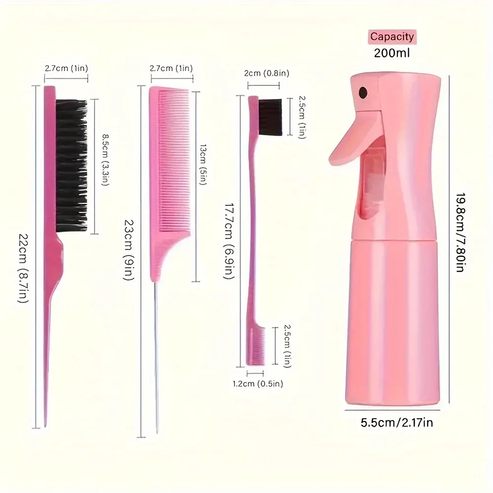 

4-Piece Hair Styling Comb Set - Includes Rat Tail Edge Brush & Smooth Black Brush Barber Styling Tools for All Hair Types