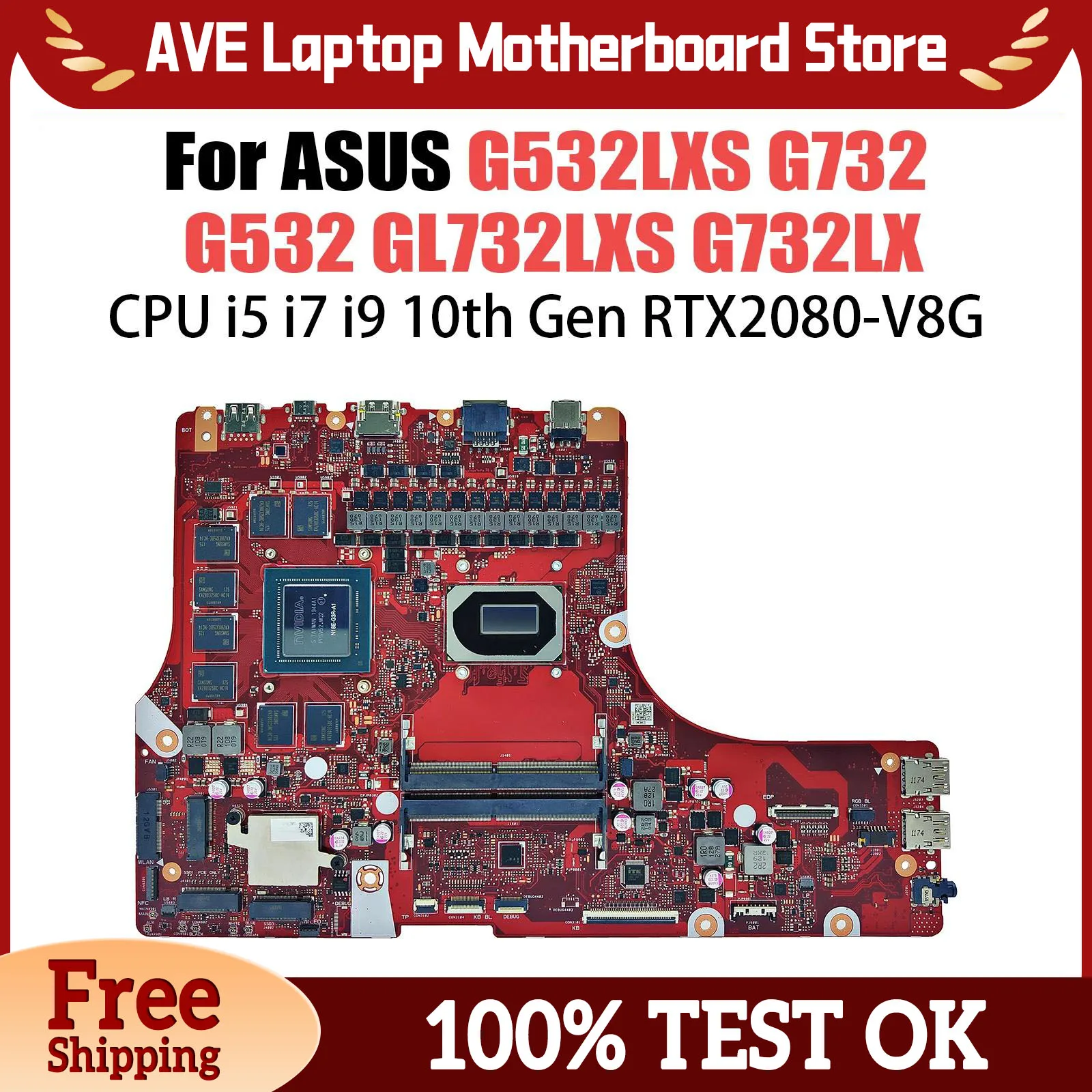 G532LWS Laptop Motherboard W/I7-10750H RTX2060 GTX1660TI RTX2070 For ASUS ROG G532LWS G532LW G712LV G712LW G732LV Mainboard