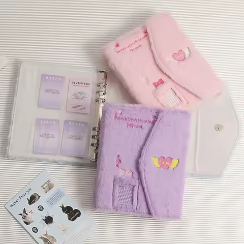 Cute Plush A5 photocard holder Binder photocards Kpop Idol Cards photo album Collect Book Binding Machine 바인더 덕질용품