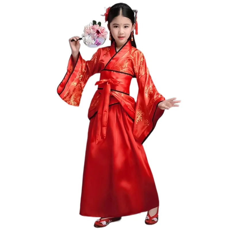 Traditional Chinese Dresses For Women Phoenix Party Embroidery Hanfu Cheongsam Dance New Year Costumes For Girls