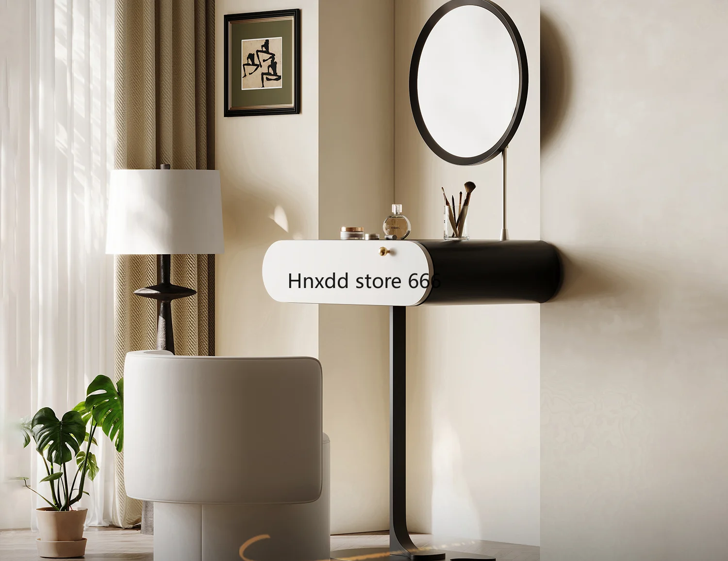 Small apartment makeup table paint storage bedroom rotating makeup stool