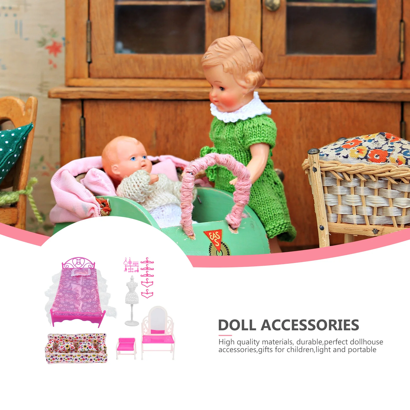 مجموعة واحدة من ملحقات أثاث المنزل الصغير، طاولة تزيين صغيرة، مواد عالية الجودة، ليس من السهل تشويه الحرفية الدقيقة للمنزل #3