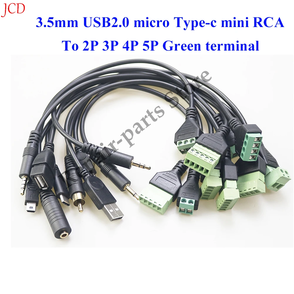 USB 2.0 Female B Micro usb mini usb Type-C Male to 5 Pin Female Bolt Screw Connector with Shield Terminal Plug Adapter Cable 1ft