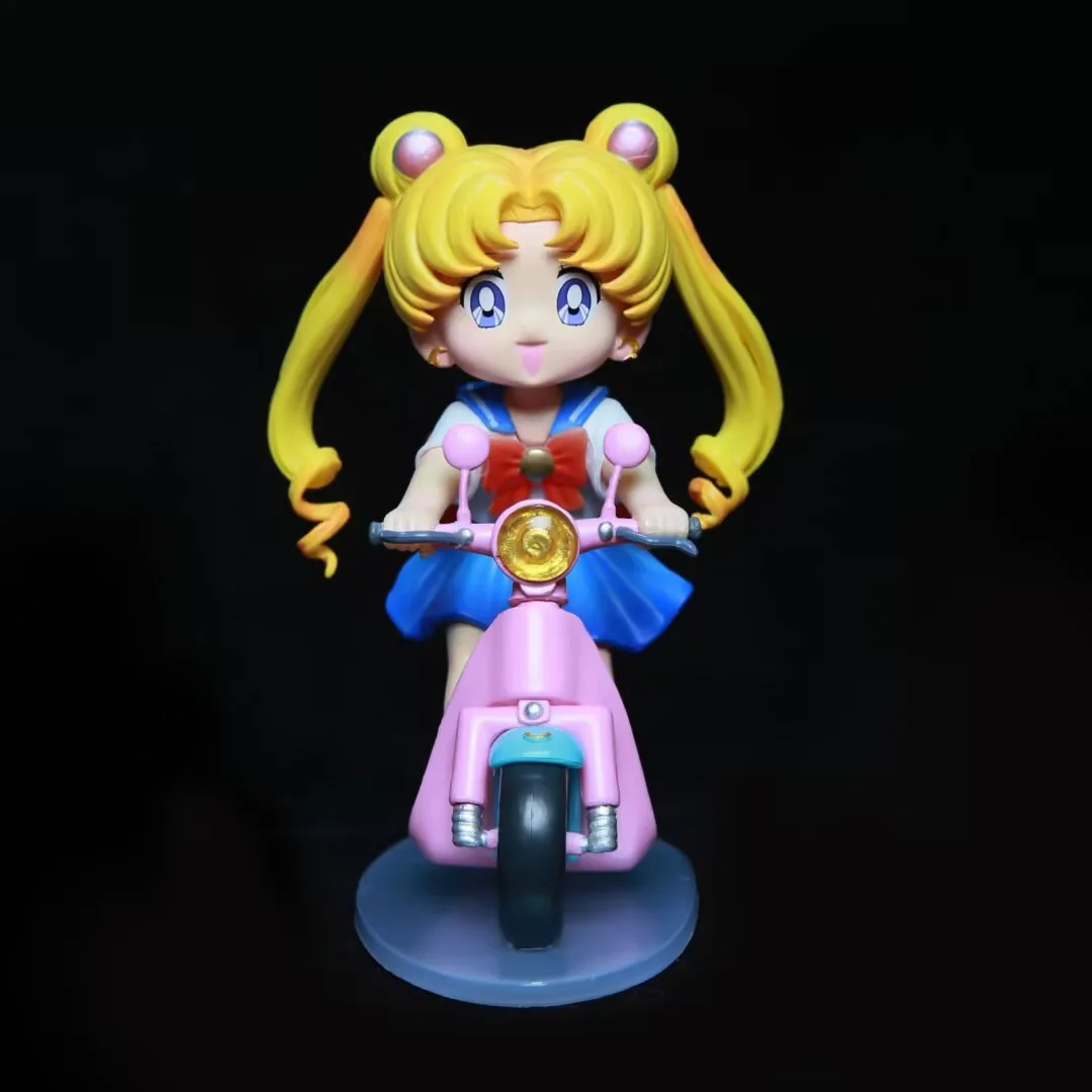 12 cm Sailor Moon Tsukino Usagi Rit Een Motorfiets Anime Figuur Model Standbeeld Jongens Collectie Desktop Decoratie Ornament Speelgoed Geschenken