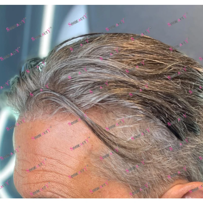 

Cheap Miscro Skin 1B80 Gray Black Man Human Hair Silicon Toupee Brown 1B40 Super Durable Full Thin Skin Natural Hairline Men Wig
