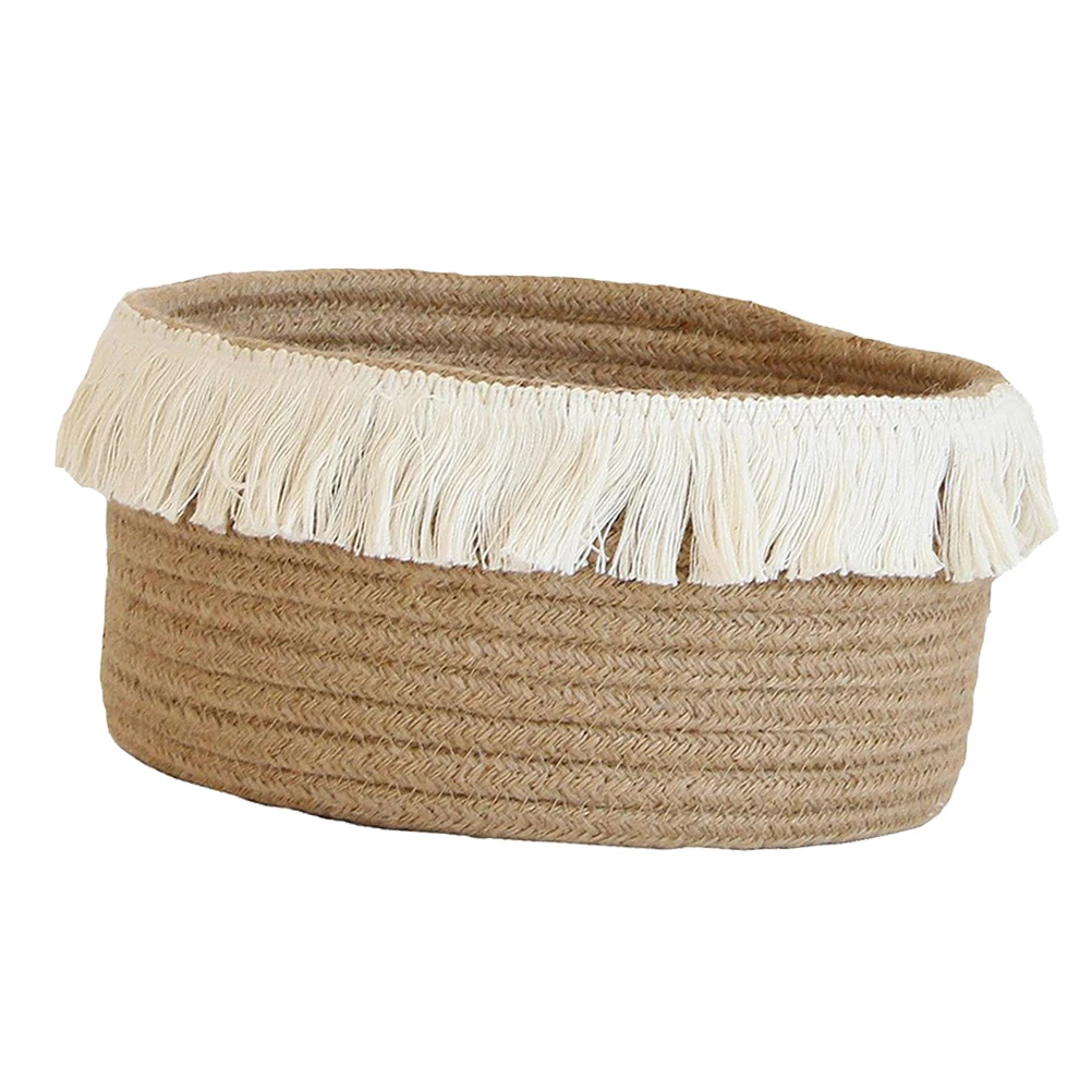 

Jute Cotton Basket Desktop Sundries Basket Safe Knitting Desktop Organizer Home Tidy Solution Sundries Holder