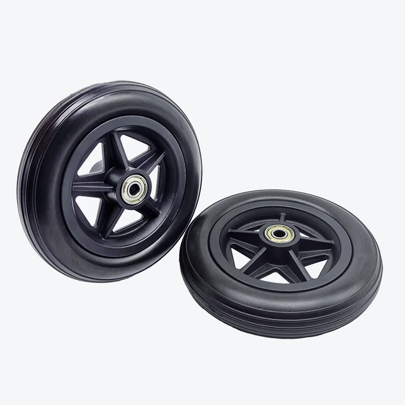 a-pair-of-wheelchair-front-wheel-casters-6inch-8inch-pu-solid-tires-silent-comfortable-wear-resistant-8mm-bearing-hole-universal-installation-one-each-for-left-and-right
