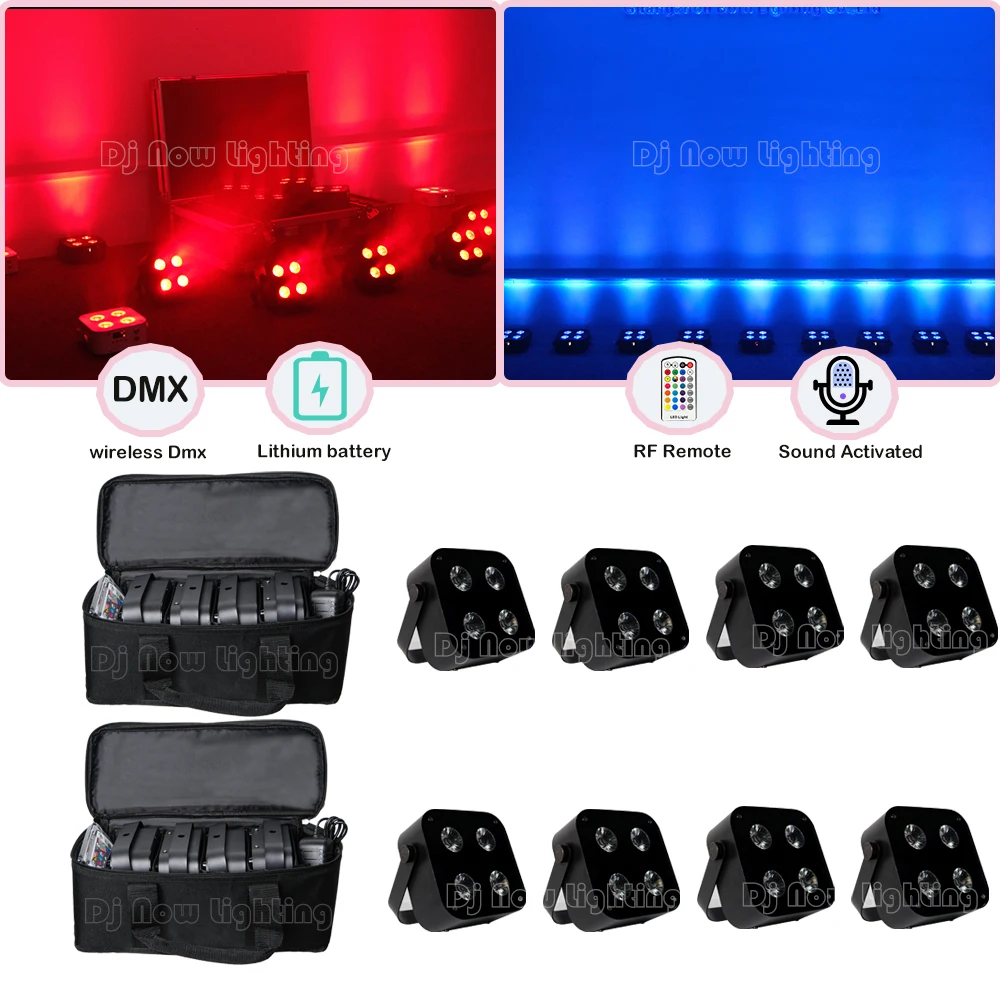 

Умный DJ Uplight IR4 Remote APP 4x12 Вт Rgbwauv Dj Свадебный светодиодный светильник с питанием от батареи Беспроводные сценические светильники