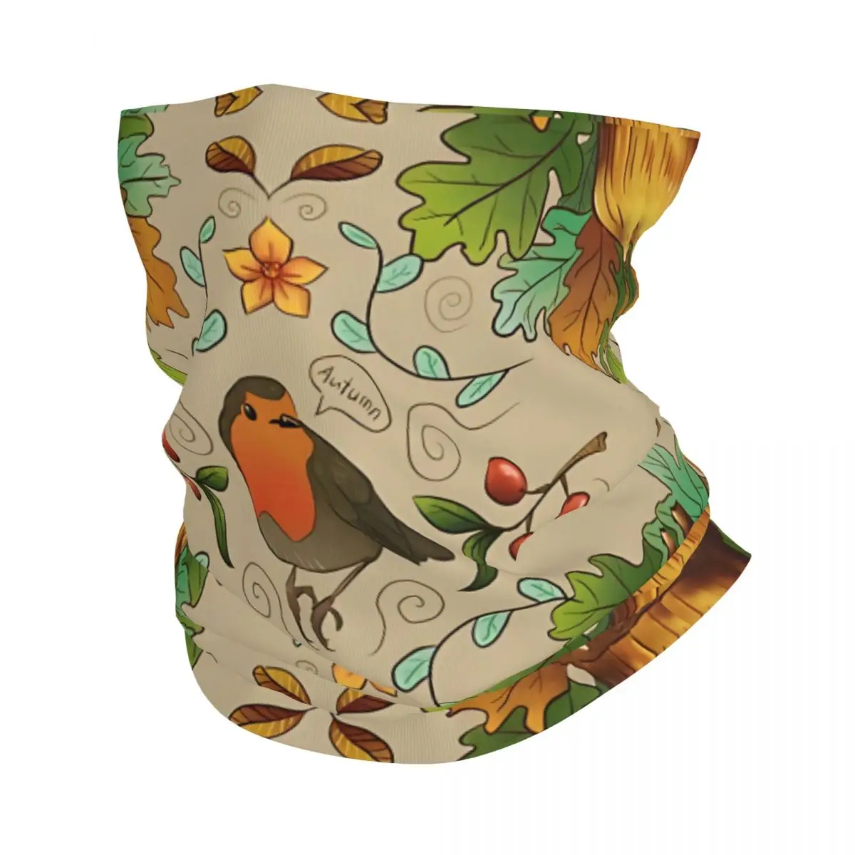 Autumn Robin Pattern Thin Bandana Neck Gaiter Wrap Scarf Headband Neck Cover