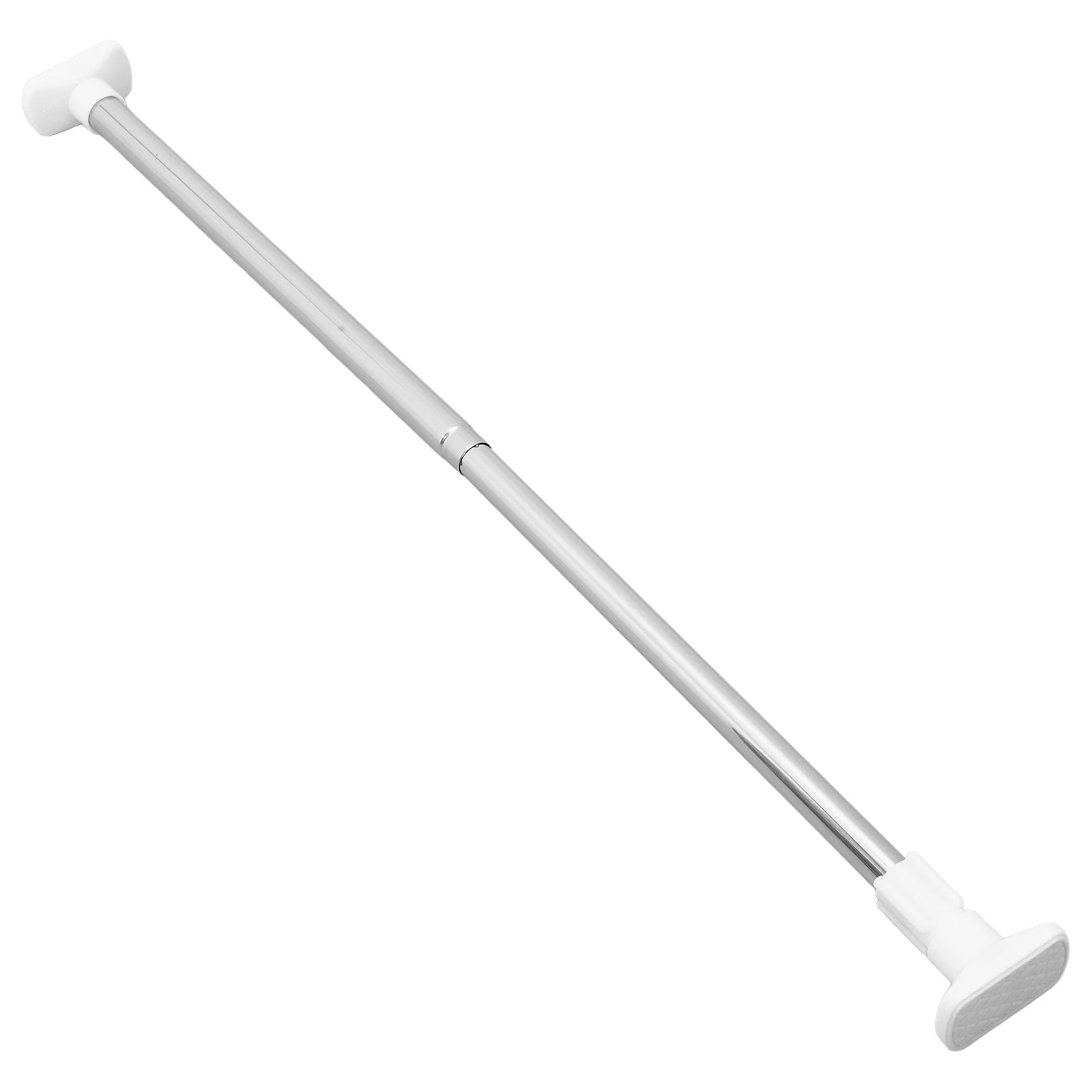 

Stainless Steel Telescopic Rod Extendable Clothes Rail Shower Curtain Closet Tension Pole Adjustable Length Bathrooms White ABS