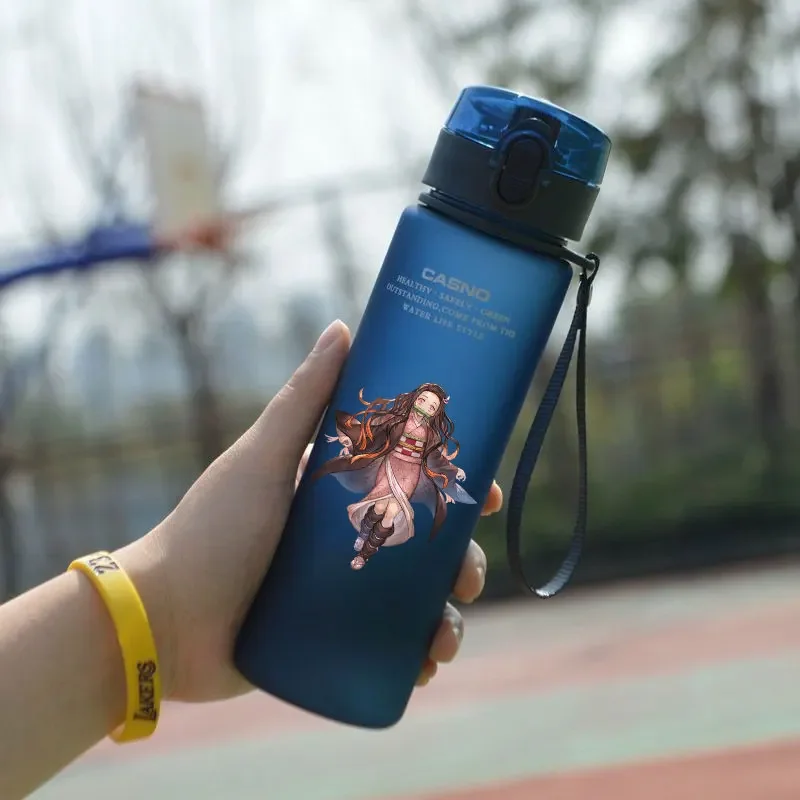 560ml Demon Slayer Water Cup Drinking Outdoor Nezuko Tanjirou Cartoon Large Capacity Water Bottle Children Portable Plastic