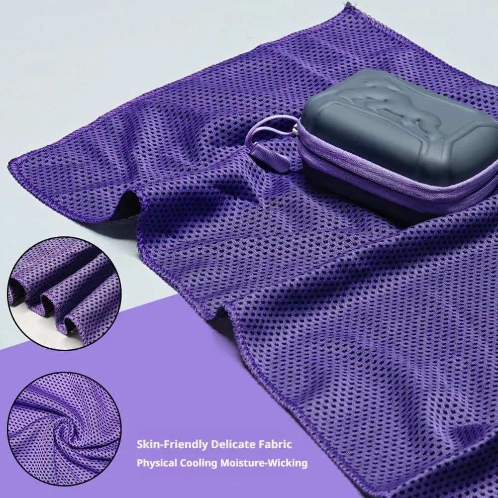 Quick Drying Cooling Towel Soft Breathable Chilly Sweat Absorption Cold Towel with Storage Box Sports Running Yoga Gym Club