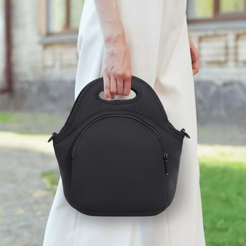 

Portable Neoprene Lunchbox Reusable Universal Travel Lunch Bag Large Capacity with Shoulder Straps Insulated Lunch Bag Camping