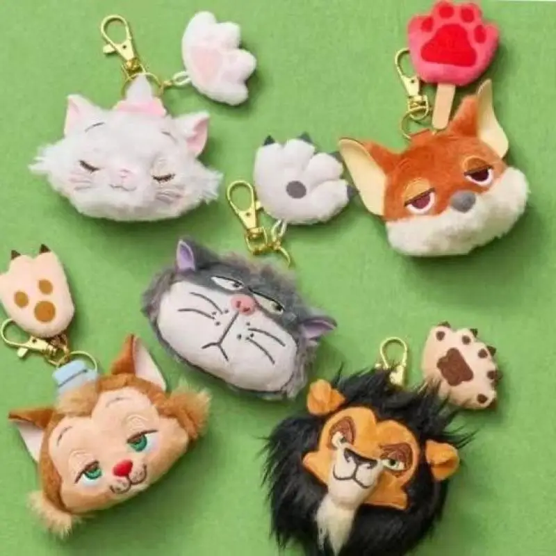 Disney Marie Cat Zootopia Judy Hopps Nick Wilde Scar Cartoon Cute Paw Popsicle Plush Pendant Keyring Toys for Girl Birthday Gift